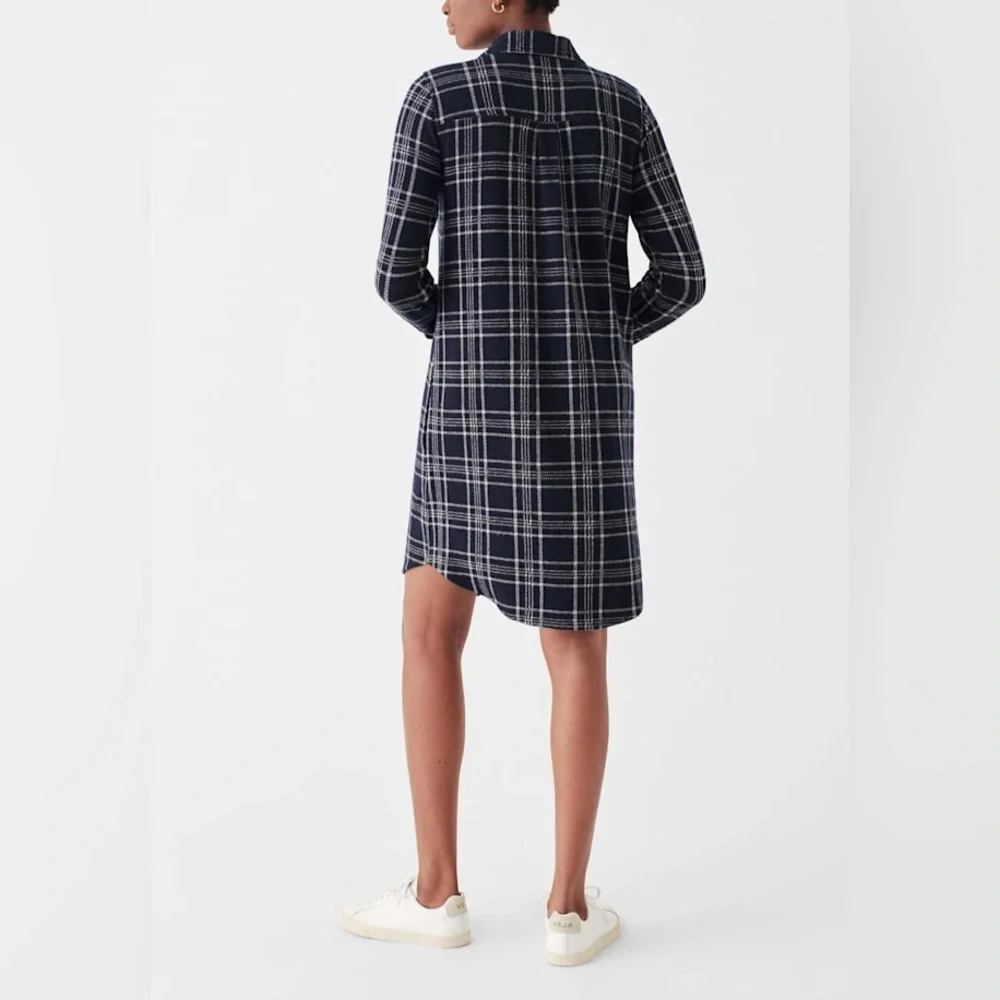 FAHERTY Legend Navy Plaid Flannel Shirt Sweater Dress - Small